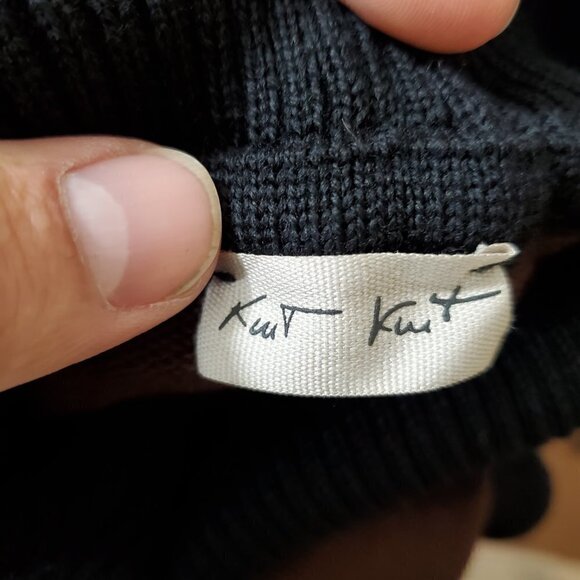 Kuit Kuit Cowl Neck Sweater Dress‎ Navy Red Colorblock Womens XS See-Through - Picture 3 of 9